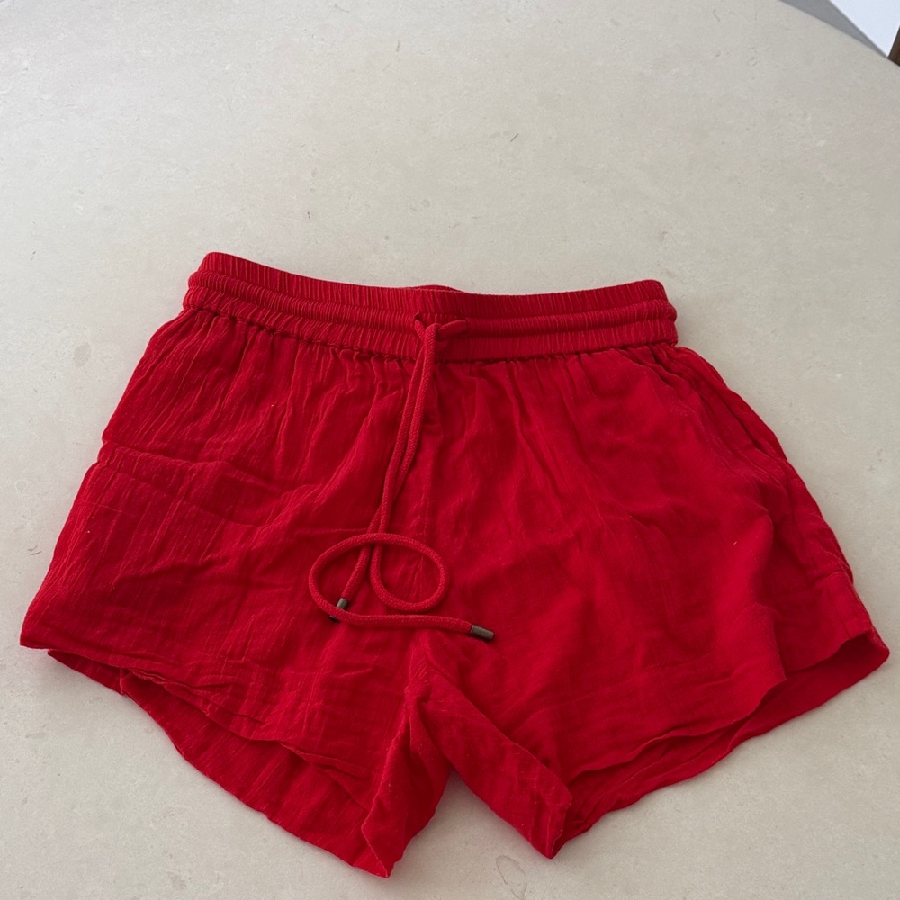 THE GREAT. Vibrant Red Athletic Shorts